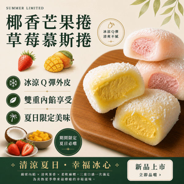 椰香芒果捲 草莓慕斯捲